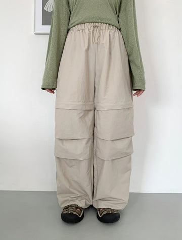 Turbo Nylon Open Zipper Parachute Banding Pants